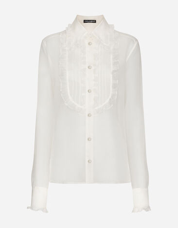 Dolce & Gabbana Organza shirt with shirt front and ruffles Black F4CT6THLMLQ