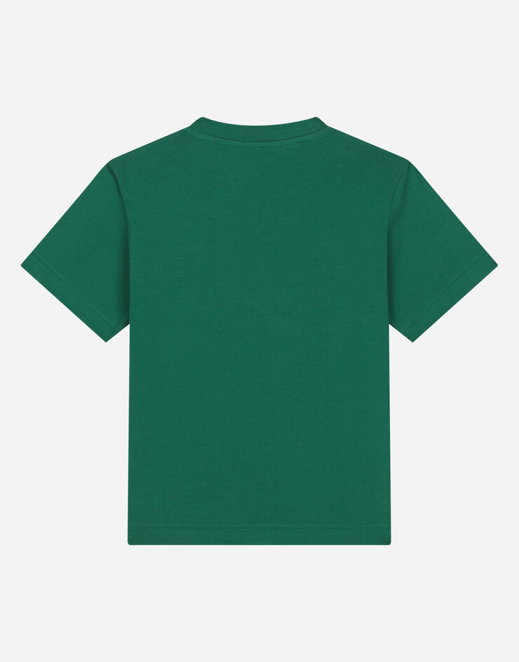 DolceGabbanaSpa T-Shirt aus Jersey mit Logoplakette Mehrfarbig L4JT7TG7I2O