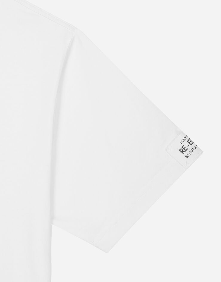 Dolce & Gabbana T-shirt girocollo in cotone con stampa Bianco G8QI6TFU7EQ