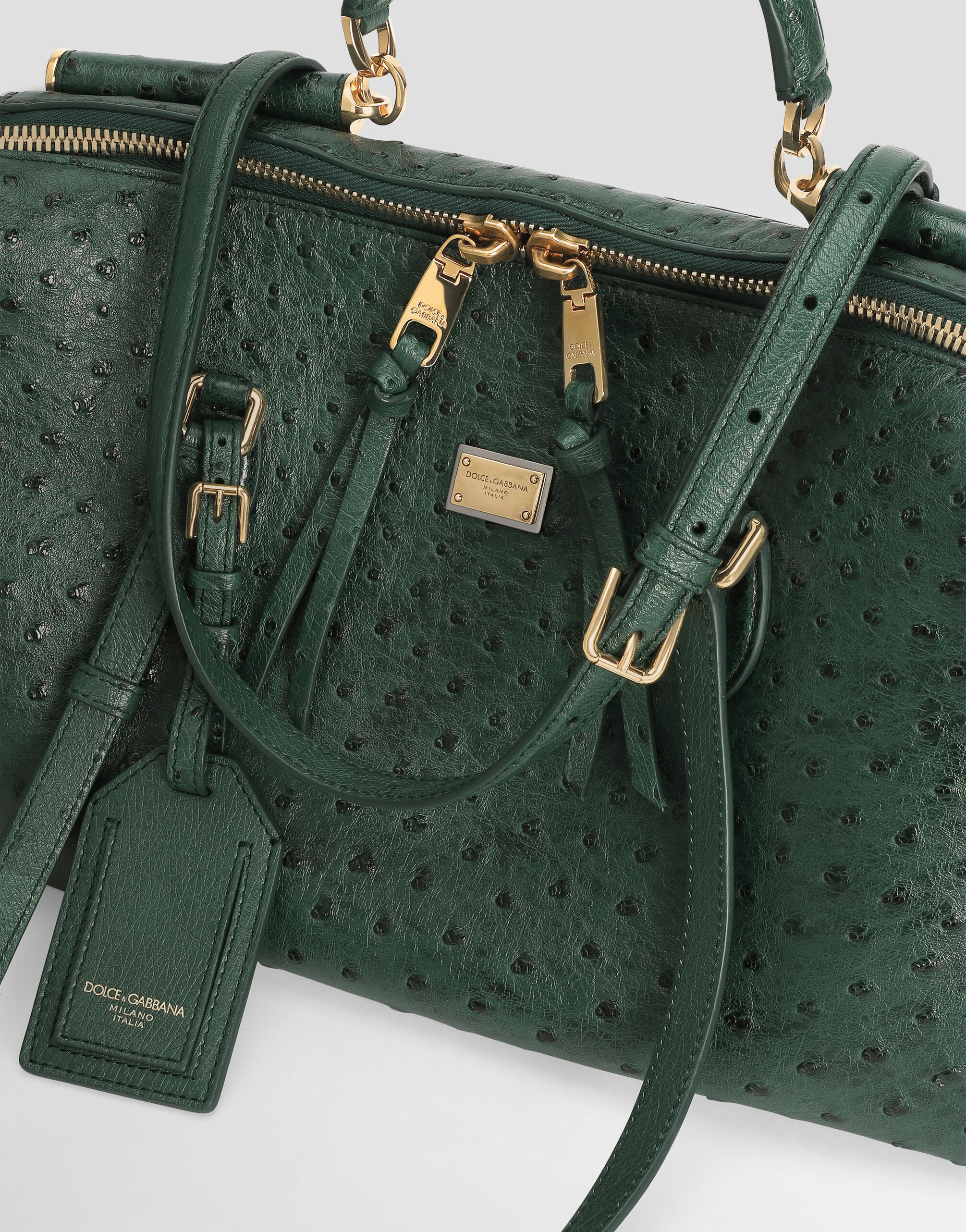 Vittoria ostrich leather handbag in Green for Women