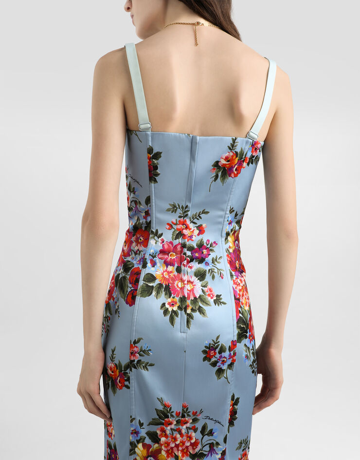 Dolce & Gabbana Flower bouquet-print satin dress Multicolor F60DGTFSICE
