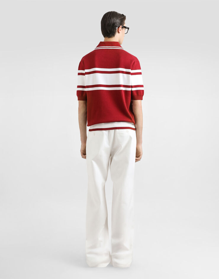 Dolce & Gabbana Polo en soie et coton avec logo brodé Multicolore GXZ11ZJFMLX