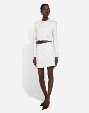 Dolce & Gabbana Raschel tweed miniskirt White F4CR5THUMUA