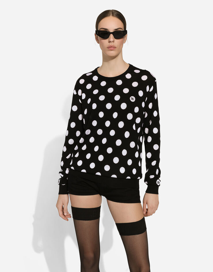 Dolce & Gabbana Wool and silk sweater with polka-dot inlay Print FXX06TJCVYK