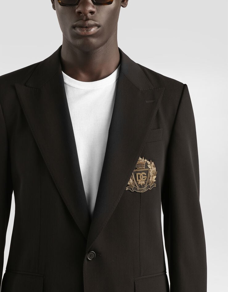 Dolce & Gabbana Single-breasted sicilia light jacket in bistretch wool canvas Black G2TV4ZFUBGB
