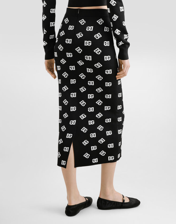 Dolce & Gabbana Falda de tubo de viscosa con logotipo DG jacquard Estampado FXO02TJAIK3