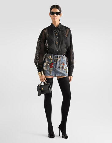 Dolce & Gabbana Denim miniskirt with embroidery Multicolor F4C2TZG8PG5