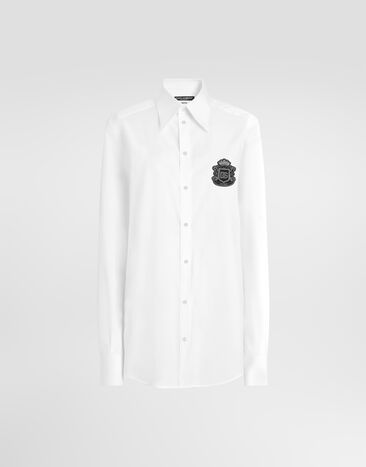 Dolce & Gabbana Poplin gold shirt with embroidery White G5NP9ZGK527