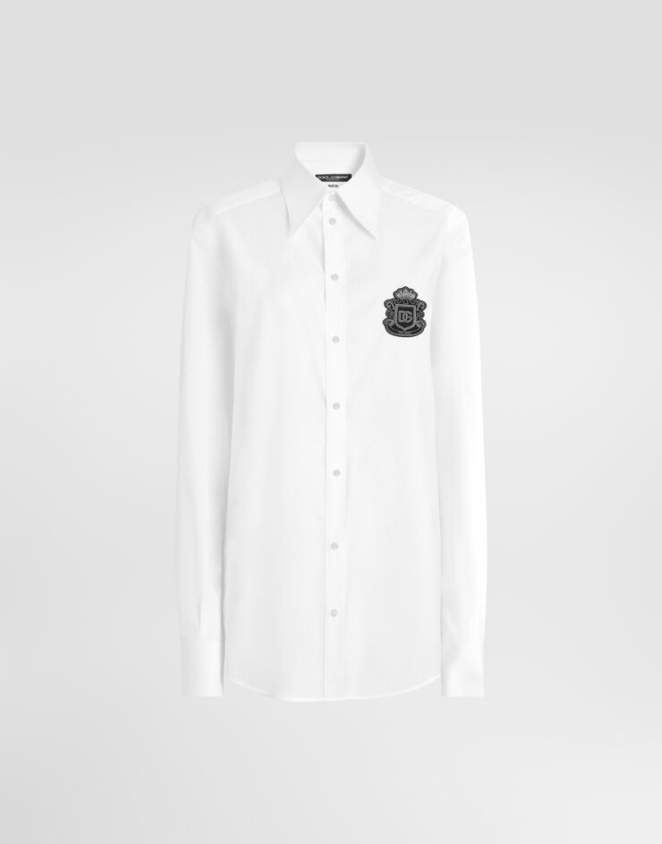 Dolce & Gabbana Poplin gold shirt with embroidery White G5NP9ZGK527