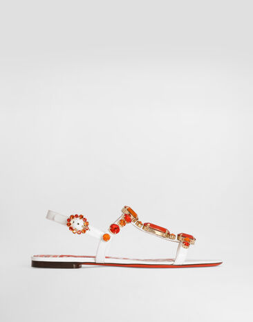 Dolce & Gabbana Patent leather sandals with embroidery Multicolor CQ0601AT848
