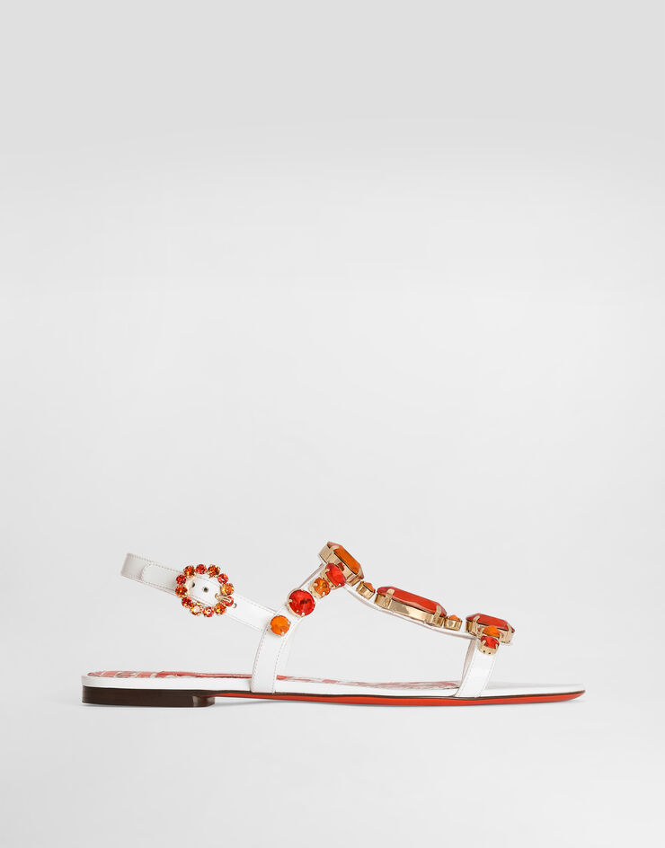 Dolce & Gabbana Patent leather sandals with embroidery Multicolor CQ0601AT848