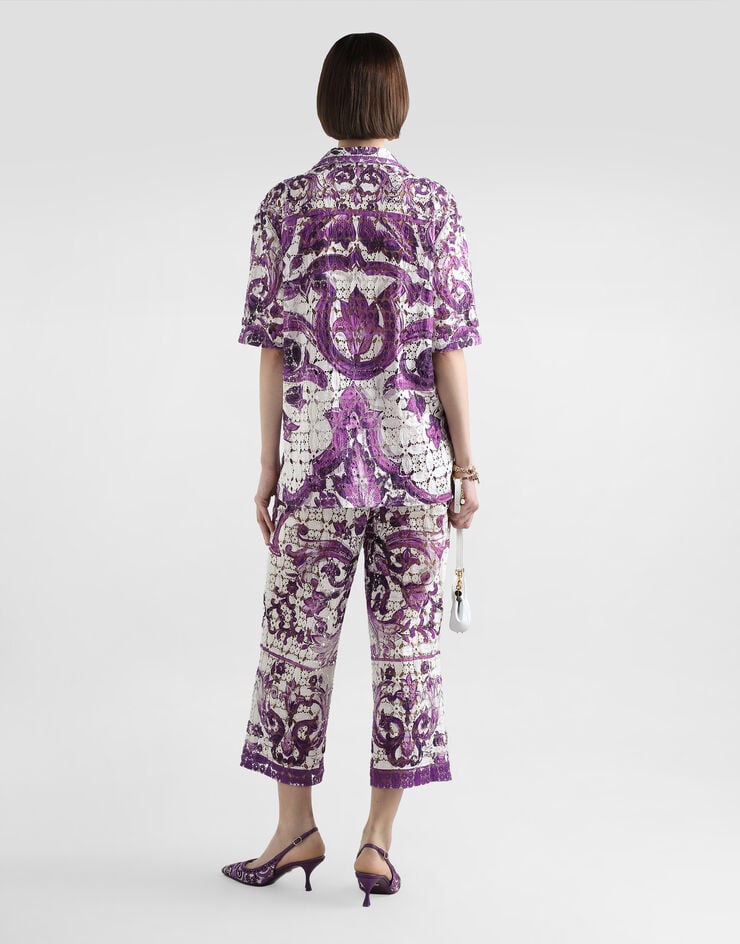 Dolce & Gabbana Majolica-print crochet lace trousers Multicolor FTDBTTHH5EU