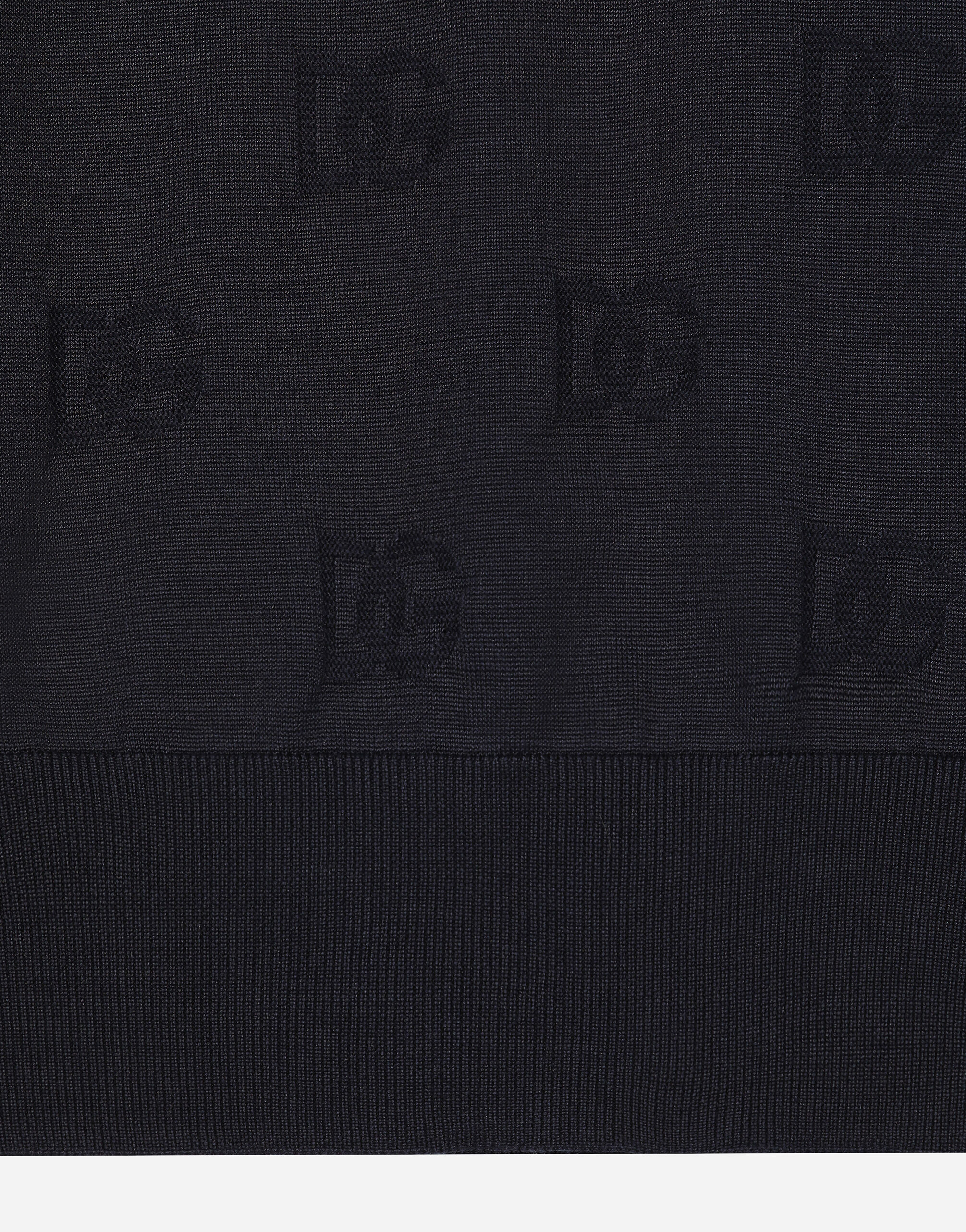 Silk round-neck sweater with all-over DG inlay in Blue for