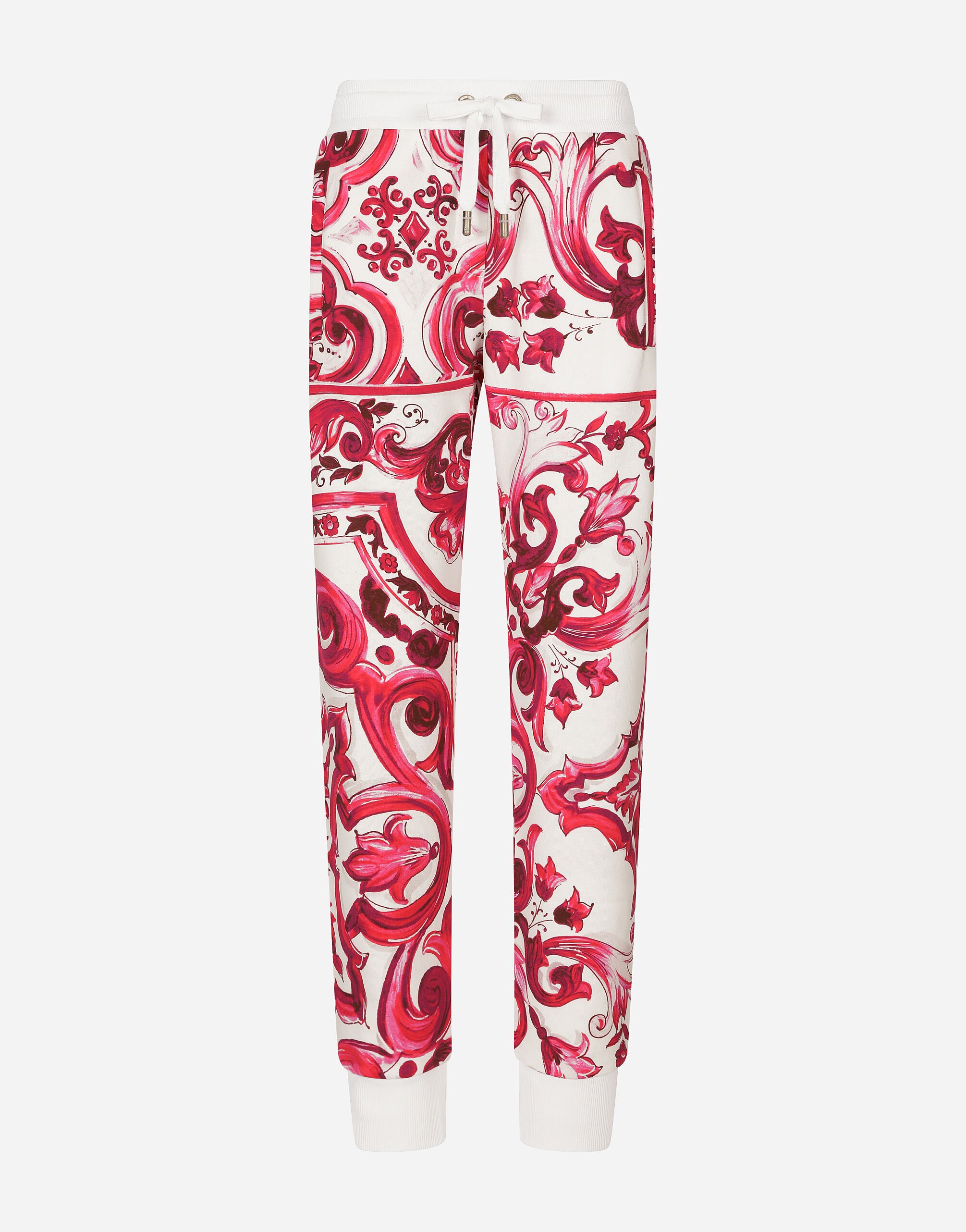 Majolica print jersey jogging pants en Multicolore pour femme Dolce Gabbana