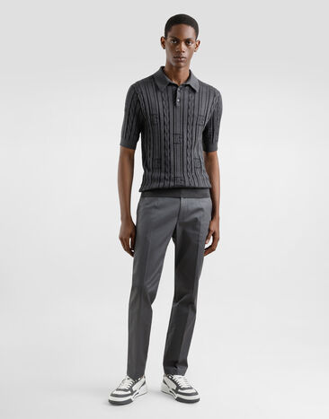 Dolce & Gabbana Silk and cotton polo-shirt Grey GXZ02TJFMKS