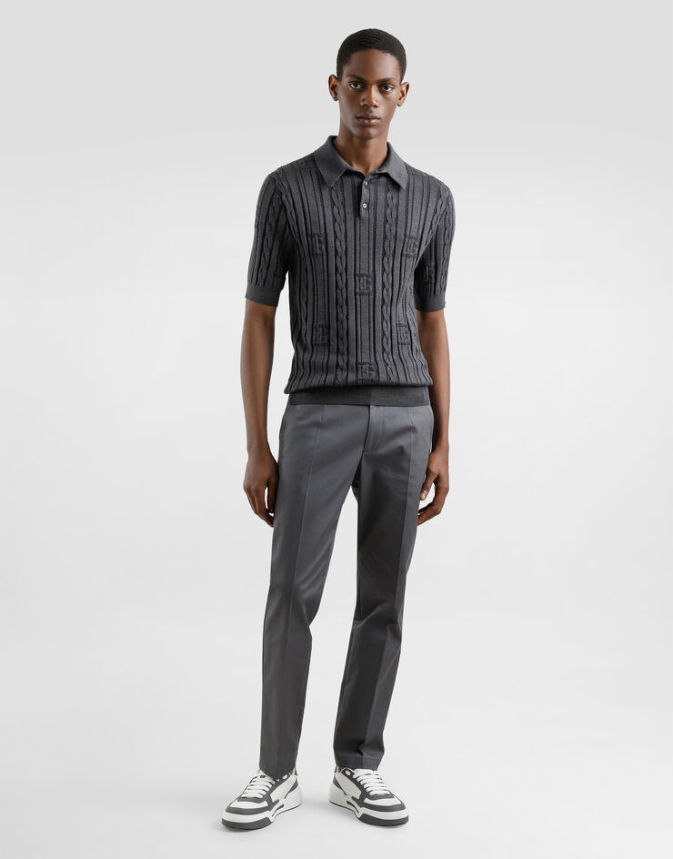 Dolce & Gabbana Polo de seda y algodón Gris GXZ02TJFMKS