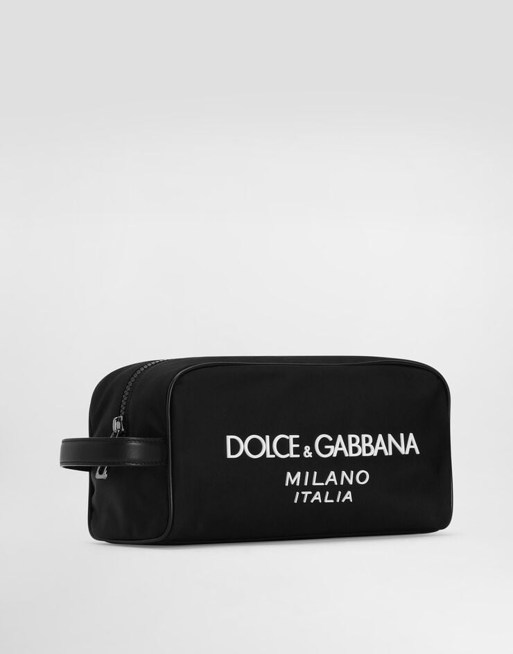Dolce & Gabbana Nylon toiletry bag with rubberized logo Black BT0989AG182
