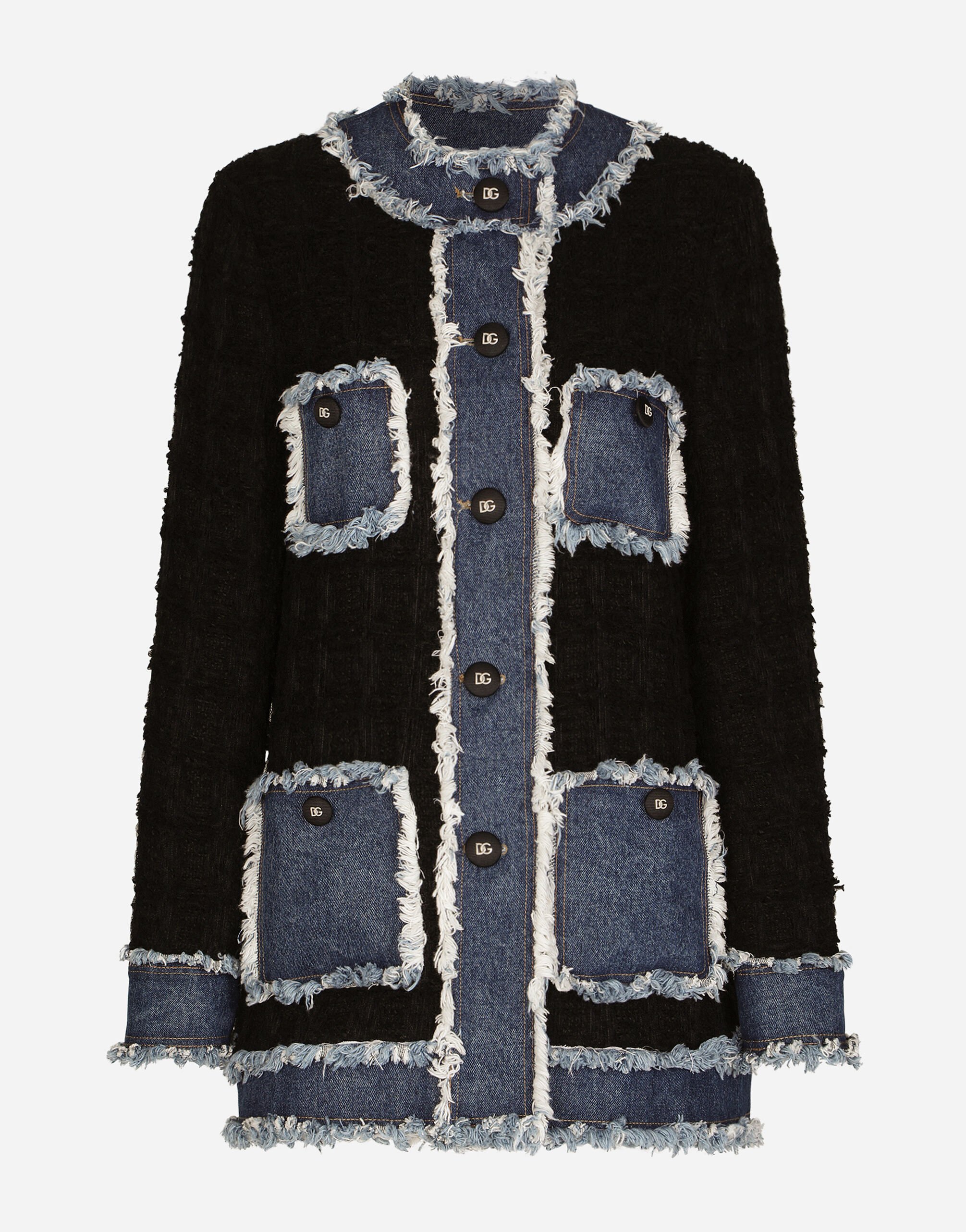 Dolce & Gabbana Tweed and denim jacket Blue FTC28DG8KQ1