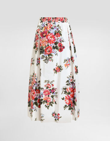 Dolce & Gabbana Falda con pliegues con estampado de ramo floral Multicolor F4DC7THS5UU