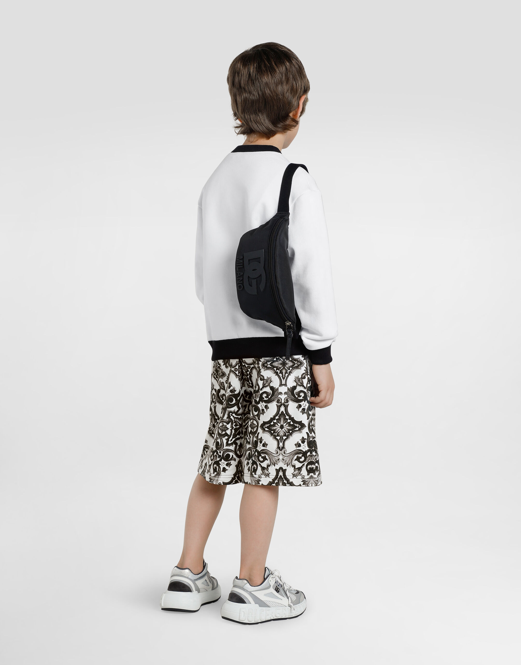 Nylon waist bag with DG rubber patch in Black for Boys