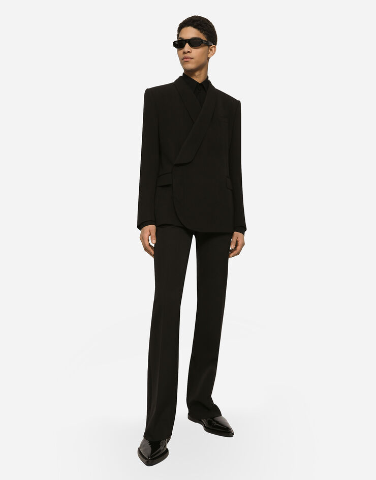 Dolce&Gabbana Martini-fit stretch charmeuse shirt Black G5IX8TFURG4