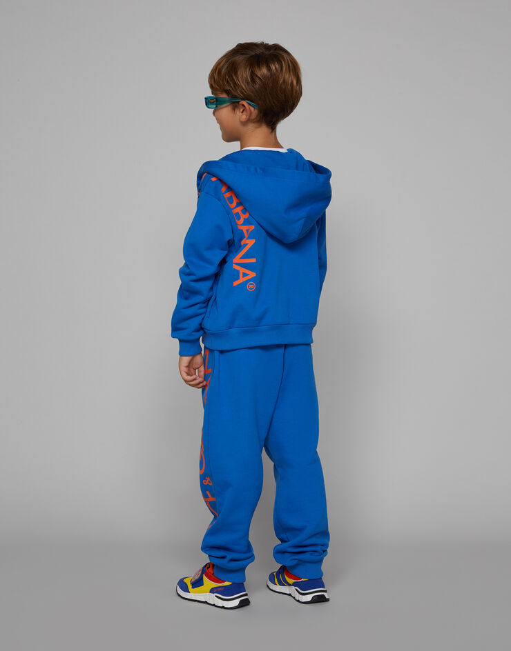 Dolce & Gabbana Kapuzensweatjacke mit Reißverschluss aus Jersey Logo Dolce&Gabbana Blau L4JWFNG7IXP