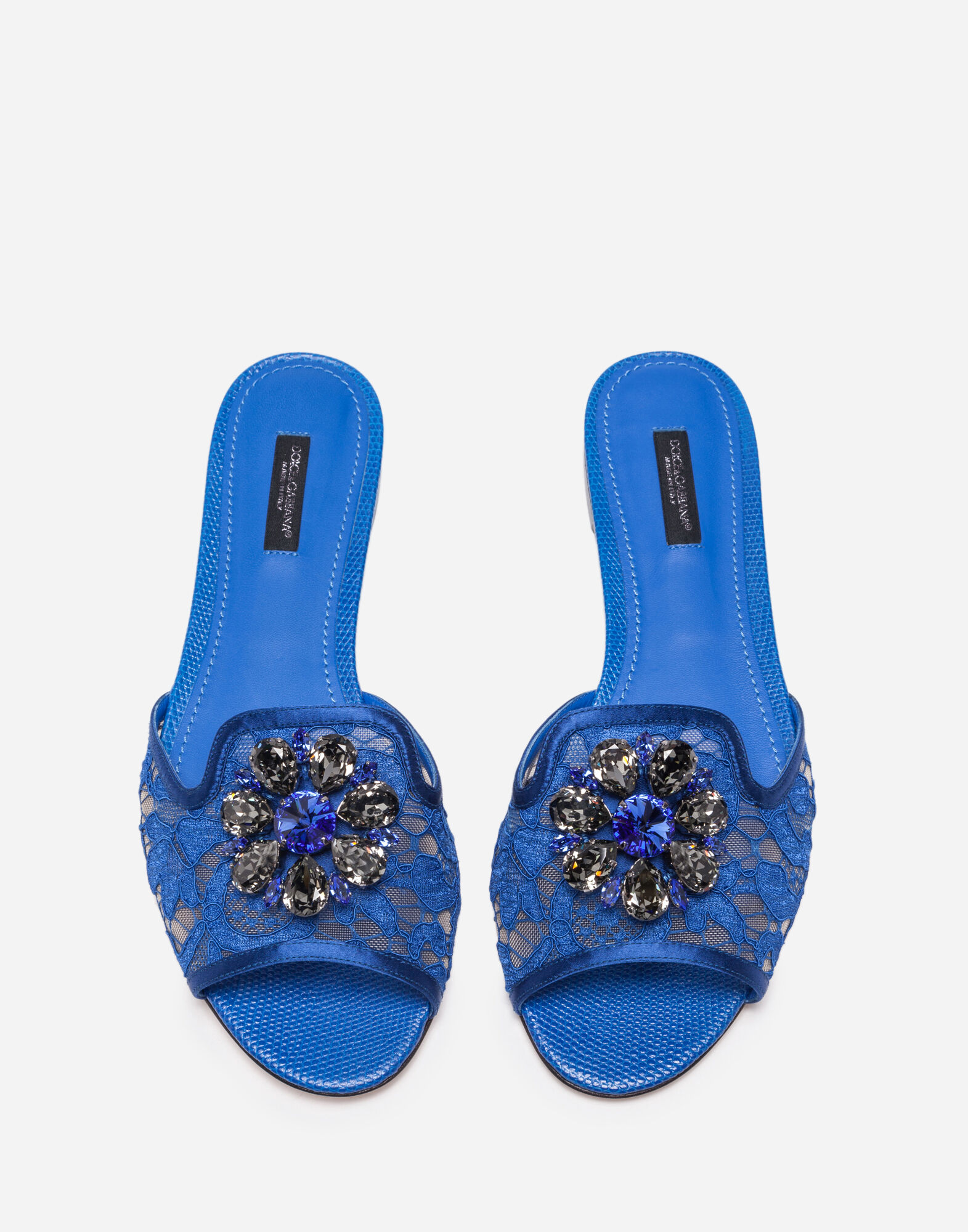 Slippers In Lace With Crystals Women Dolce Gabbana