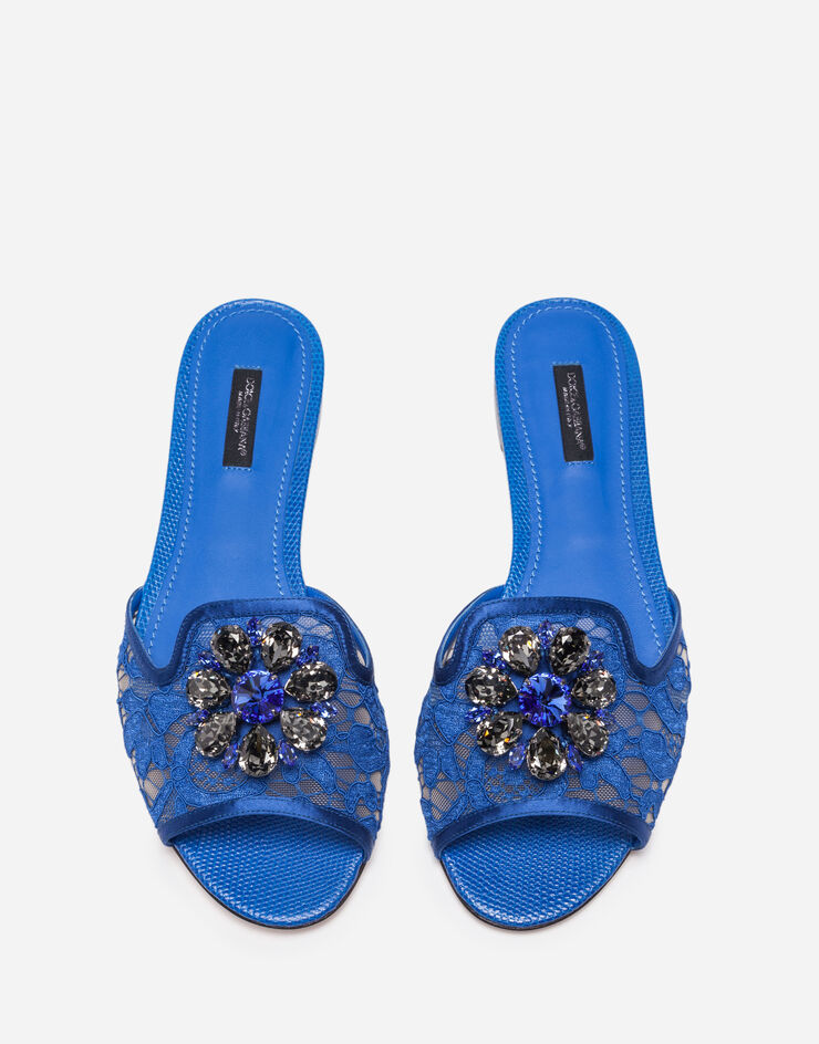 Dolce & Gabbana Шлепанцы из кружева с кристаллами ТЕМНО-СИНИЙ CQ0023AG667
