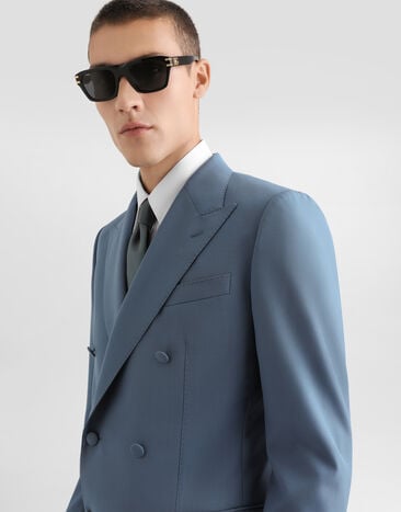 Dolce & Gabbana Double-breasted wool poplin jacket Azure G2NW1THU2BN
