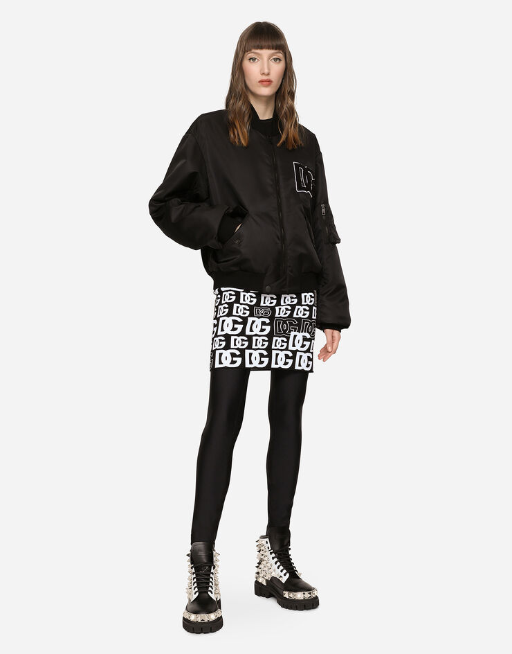 Dolce & Gabbana Nylon bomber jacket with DG logo patch Black F9O03ZFUMNQ
