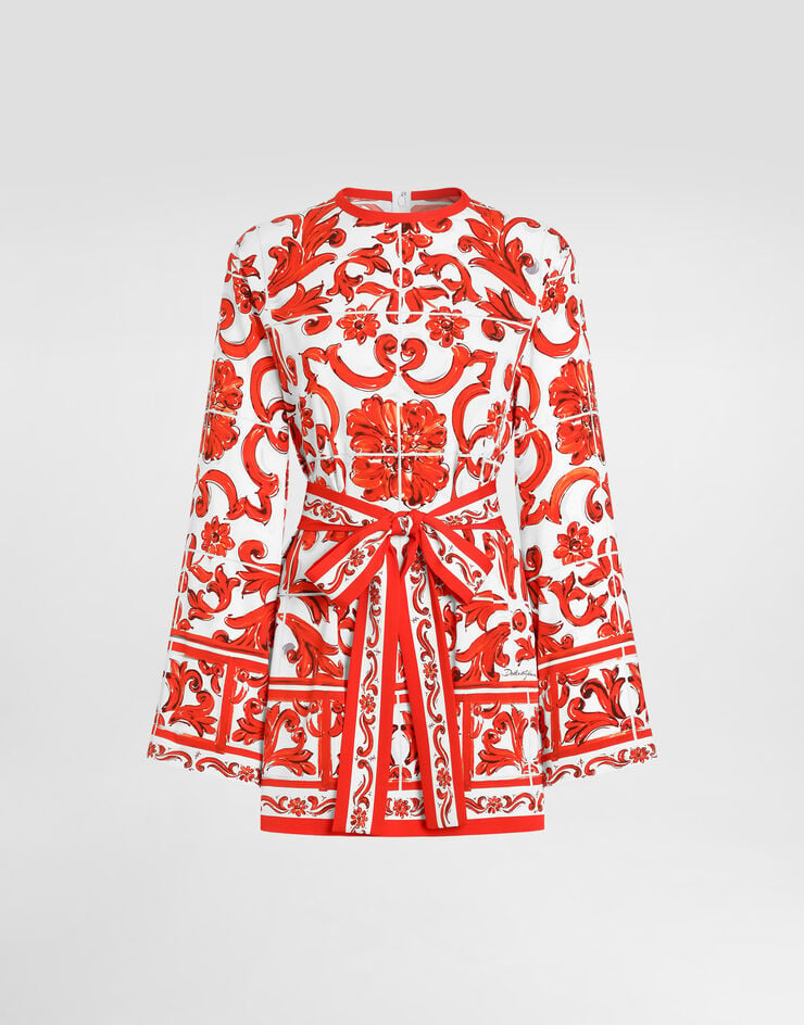 Dolce & Gabbana Majolica-print charmeuse shirt Multicolor F7BM9TGDDRJ