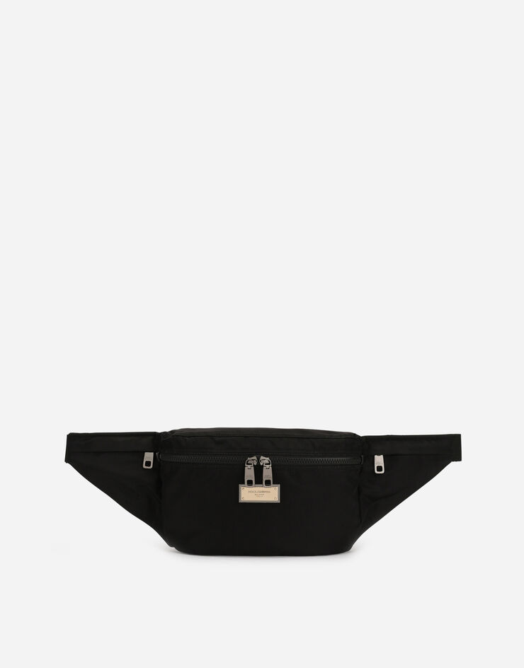 Dolce & Gabbana Nylon belt bag with branded plate Black BM1956AY139