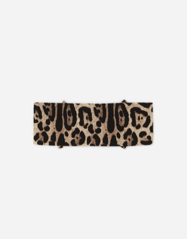 Dolce & Gabbana Stirnband aus Interlock Leoprint Animal-Print LNJAD2HS7K7