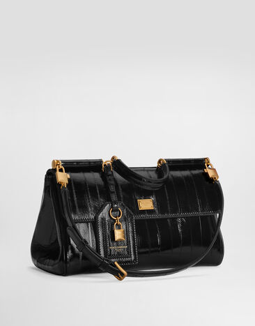 Dolce & Gabbana 핸드백 My Sicily 미디엄 뱀장어 가죽 소재 블랙 BB7782B8291