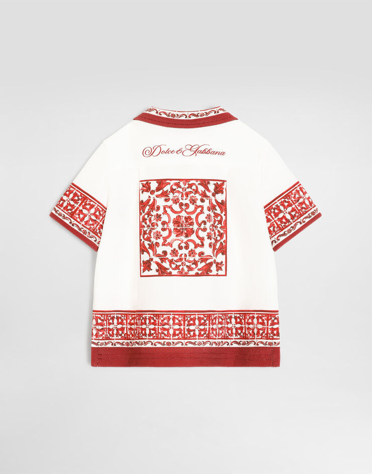 Dolce & Gabbana Majolica-print double piqué shirt Multicolor L1JS48II7KW