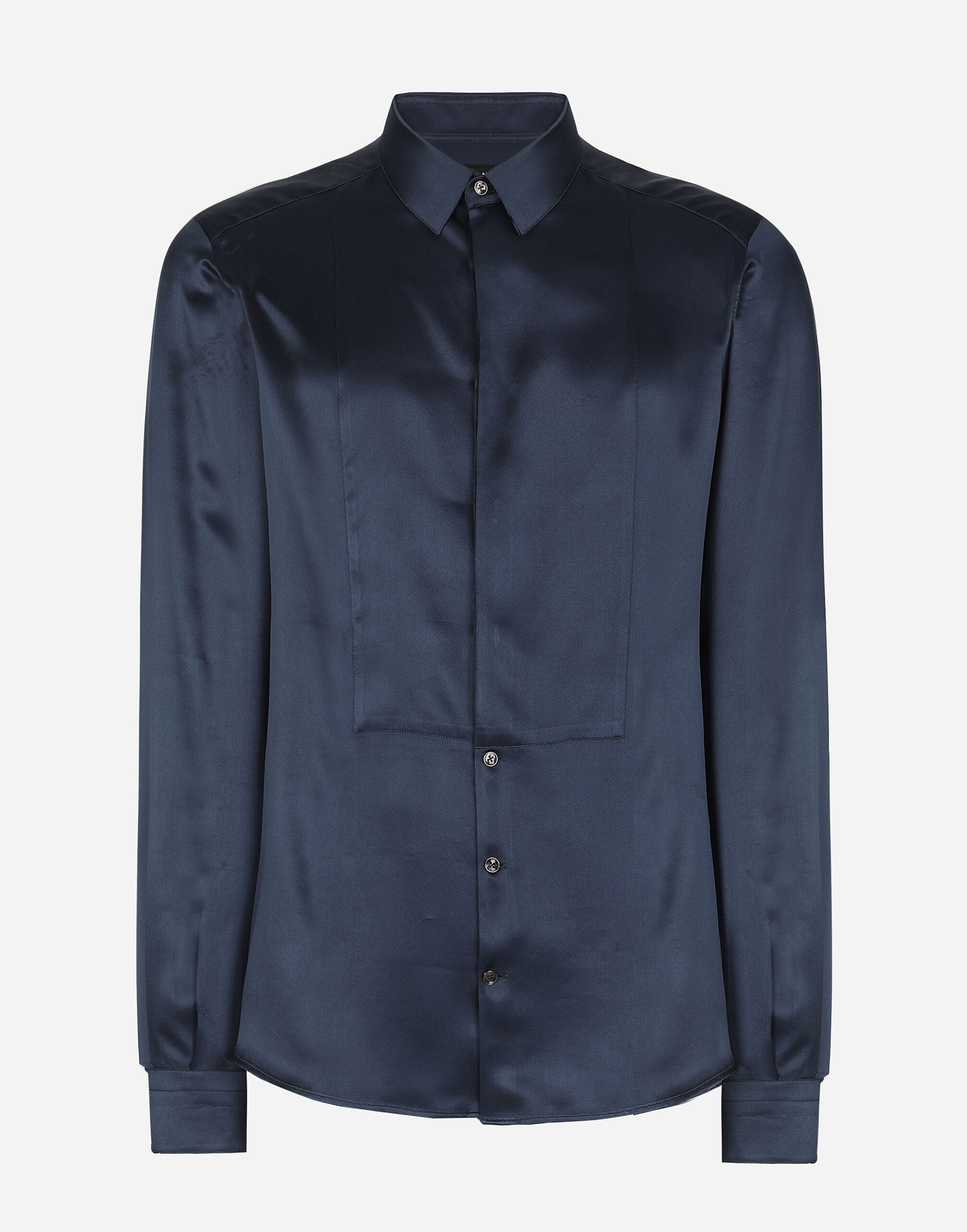 Dolce & Gabbana Silk satin Gold-fit shirt Blue G5IF1ZGF856