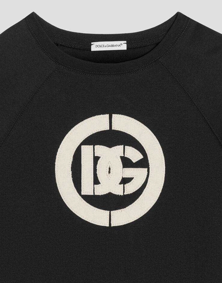 Dolce & Gabbana Jersey t-shirt with DG appliqué Black L4JTJRG7PTJ