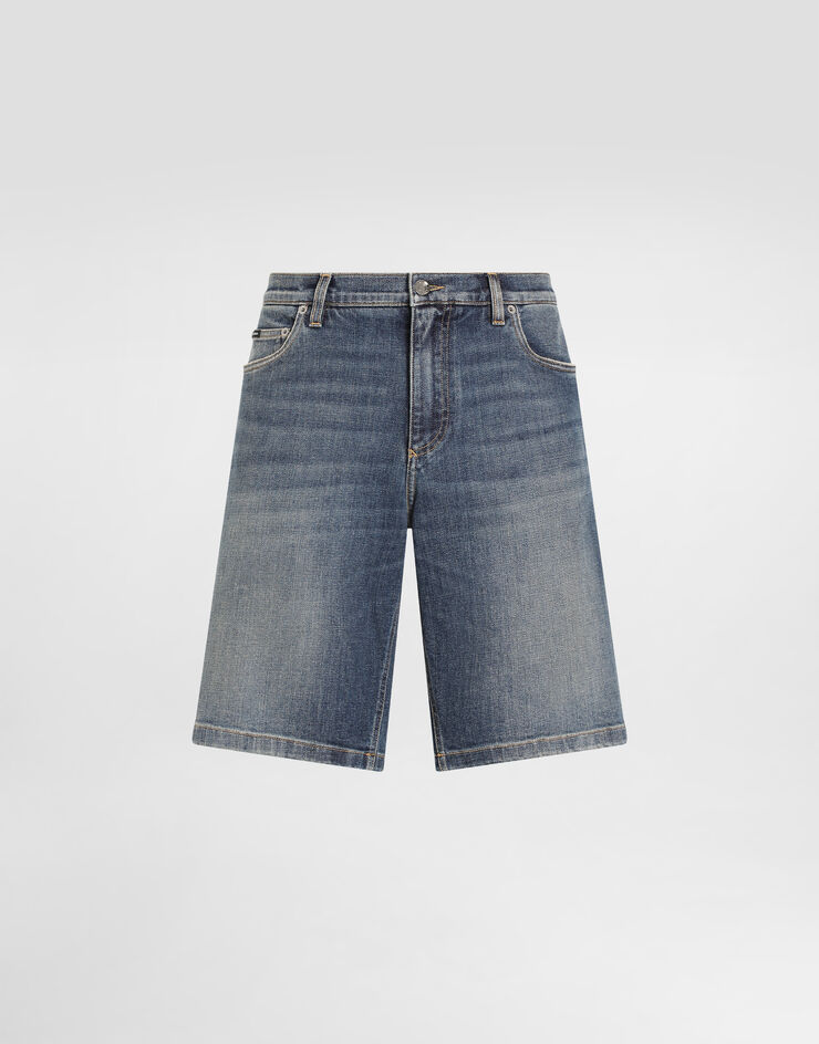 Dolce & Gabbana Bermuda en denim stretch bleu clair lavé Multicolore GWNXADG8GW9