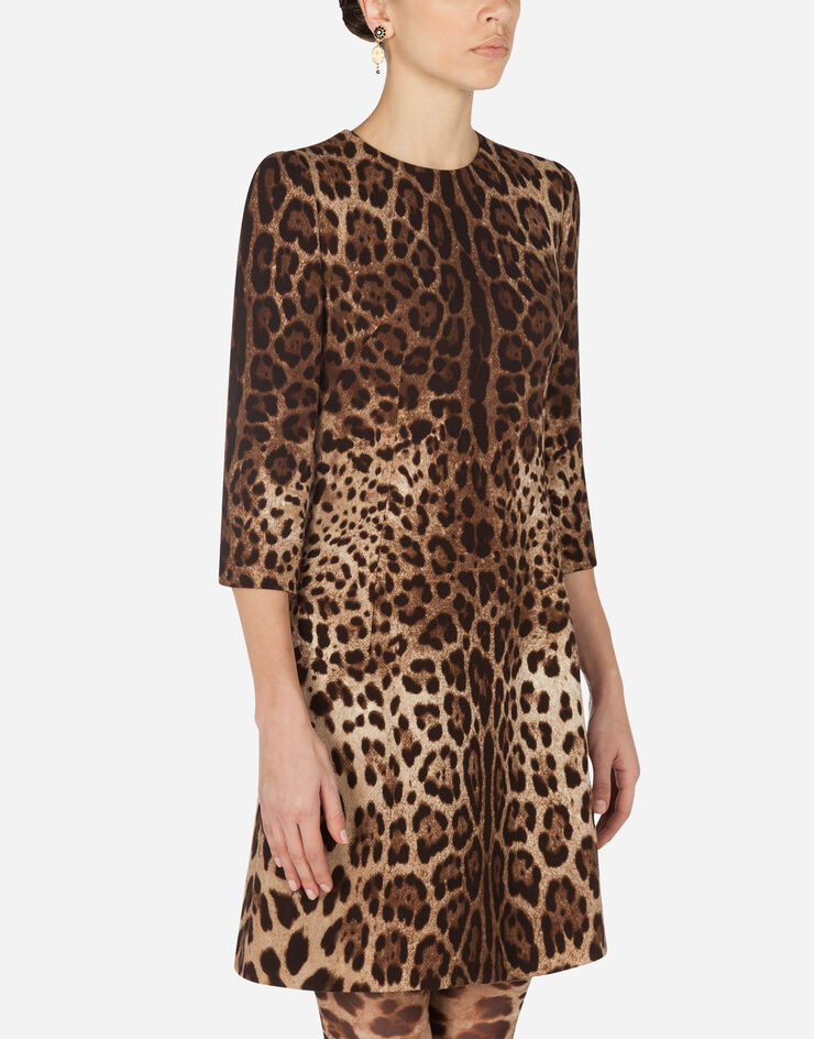 Dolce & Gabbana Short leopard print dress in double crêpe ANIMAL PRINT F6F4ITFS2A3