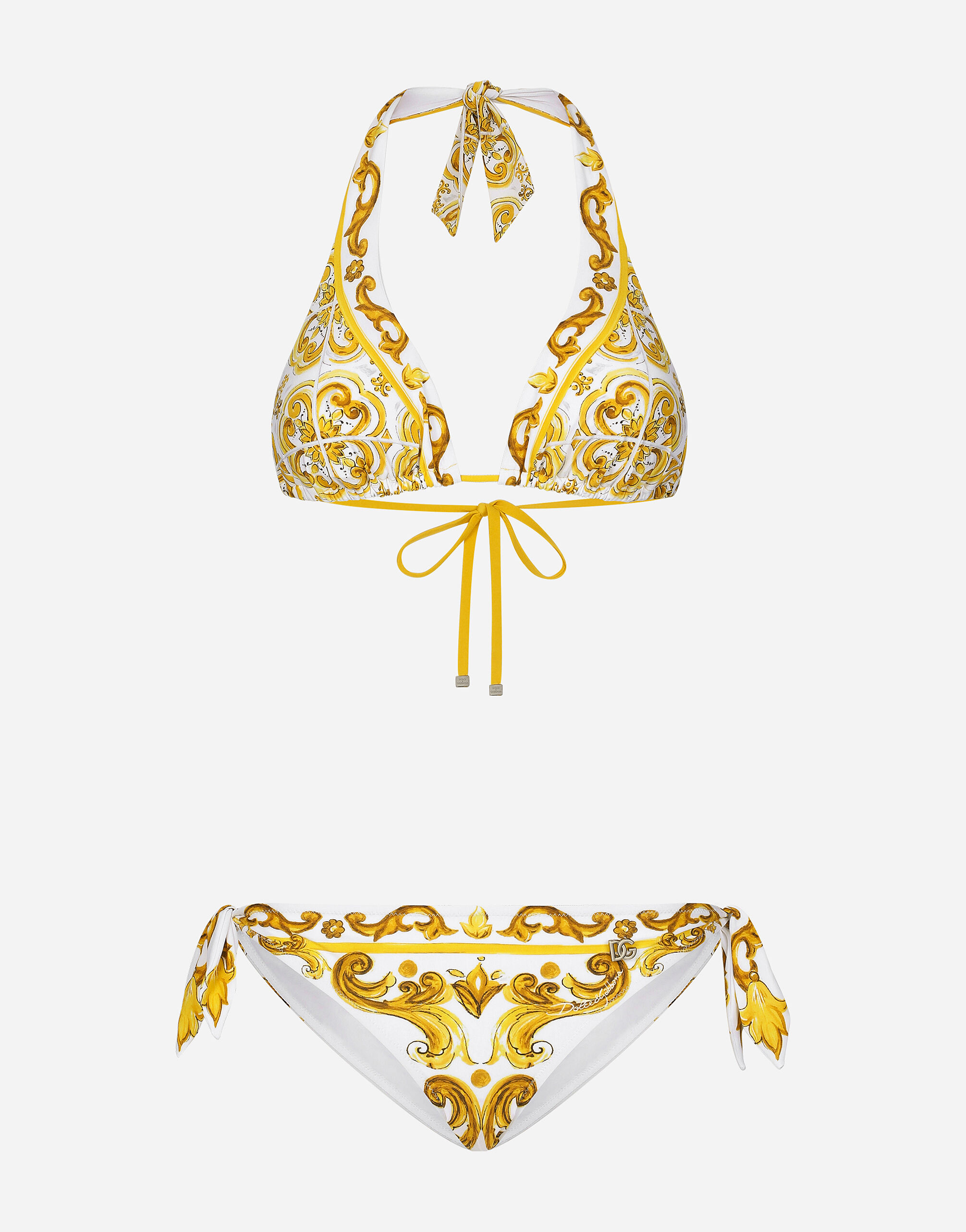 Dolce & Gabbana Majolica-print padded triangle bikini Print F6ADLTHH5A0