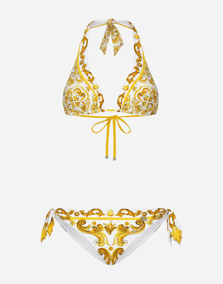Dolce & Gabbana Majolica-print padded triangle bikini Print O8A54JONO19