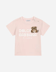 Dolce & Gabbana Jersey T-shirt with Dolce&Gabbana logo Pink DK0065A1293