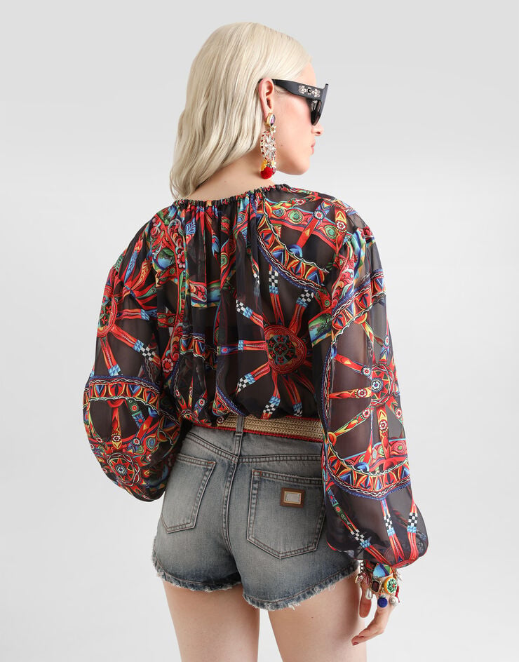 Dolce & Gabbana Carretto-print devoré twill top Dolce & Gabbana Carretto-print devoré twill top Multicolor F7BR1TFSTB5