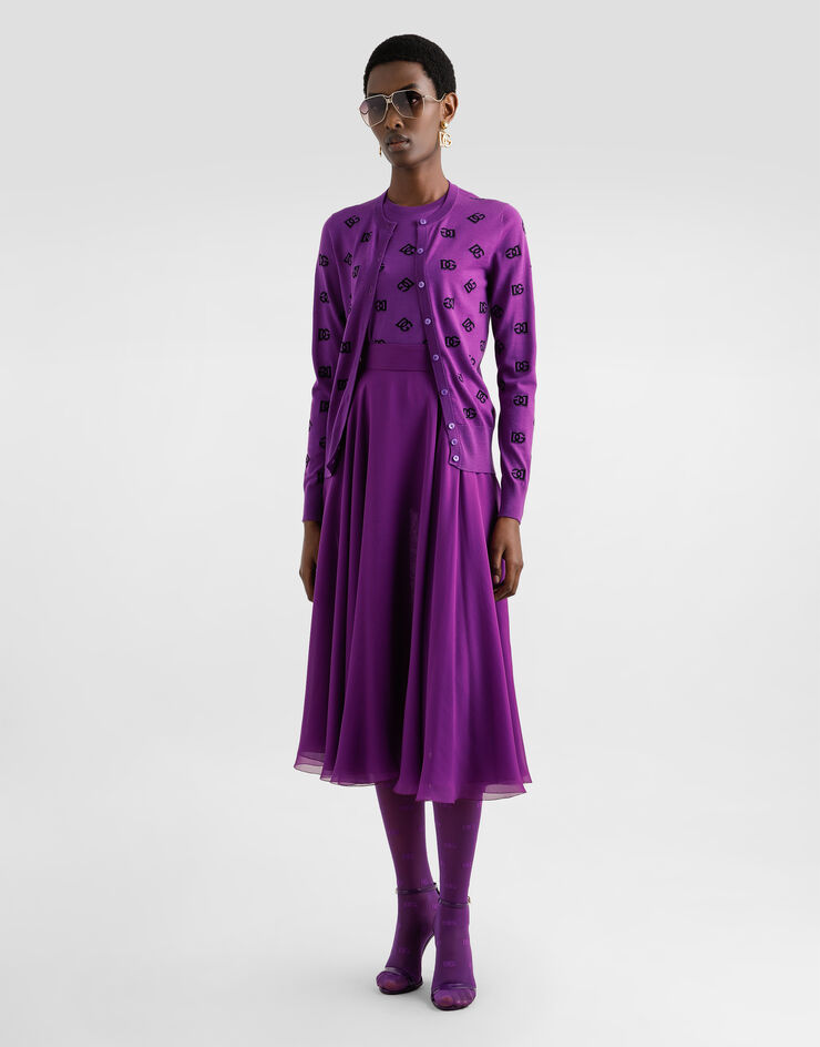 Dolce & Gabbana Chiffon midi skirt Purple F4C7UTFU1AT