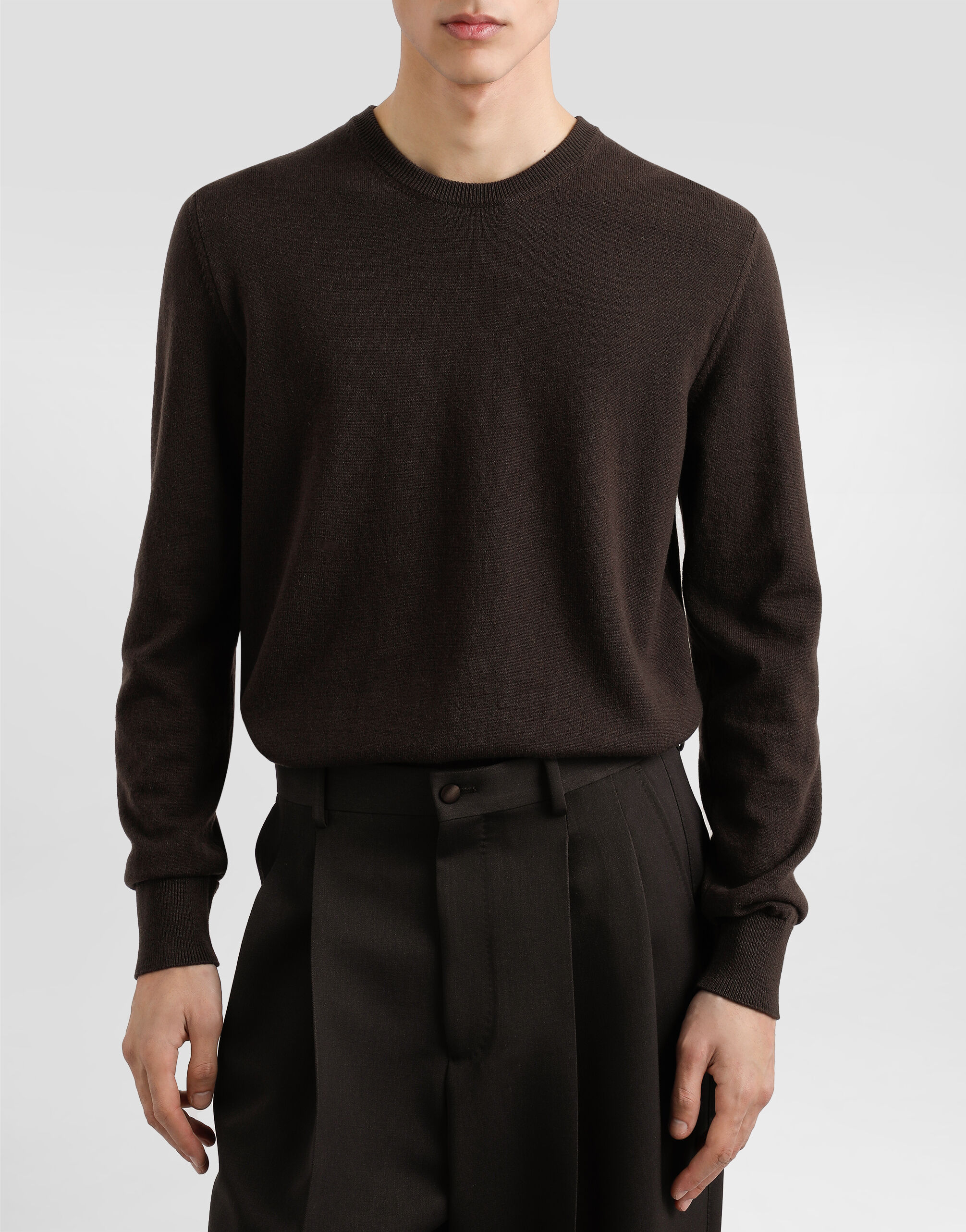 Wool and cashmere pullover in Brown for Men | Dolce&Gabbana® US
