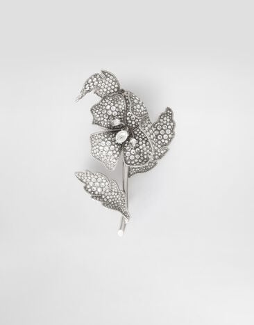 Dolce & Gabbana Flower brooch with rhinestones Silver WPS3F1W1111