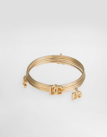 Dolce & Gabbana Bracelet jonc multicercle rigide à logo DG Doré WBQ6M3W1111