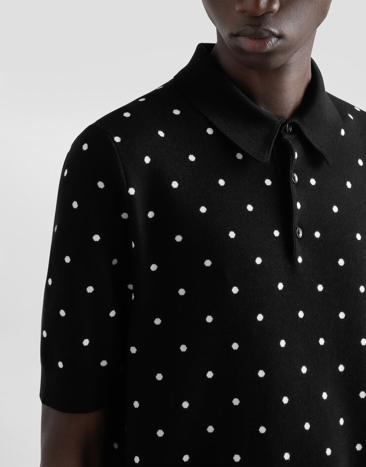 Dolce & Gabbana Polo de seda con lunares jacquard Multicolor GXZ02TJBSLA