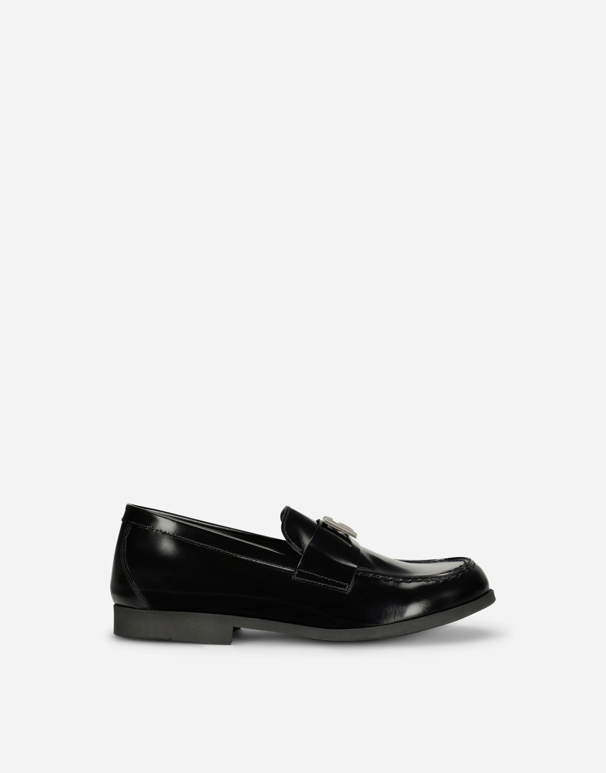 Dolce & Gabbana Calfskin loafers with DG logo Black DA0250A1328
