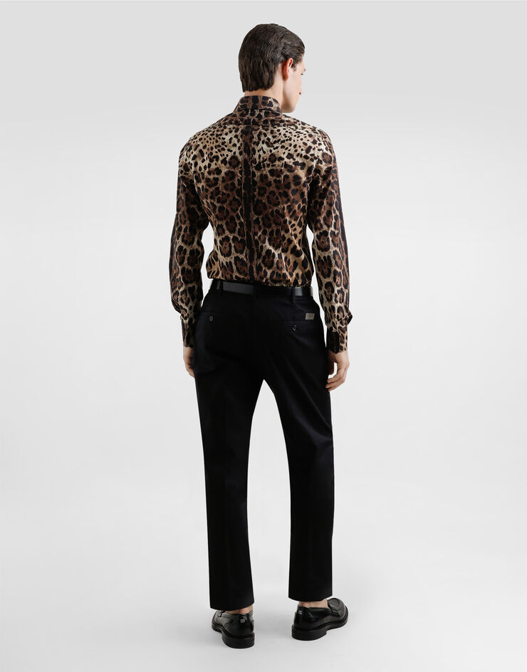Dolce & Gabbana 레오파드 프린트 코튼 셔츠 인쇄 G5MN1THS5E3